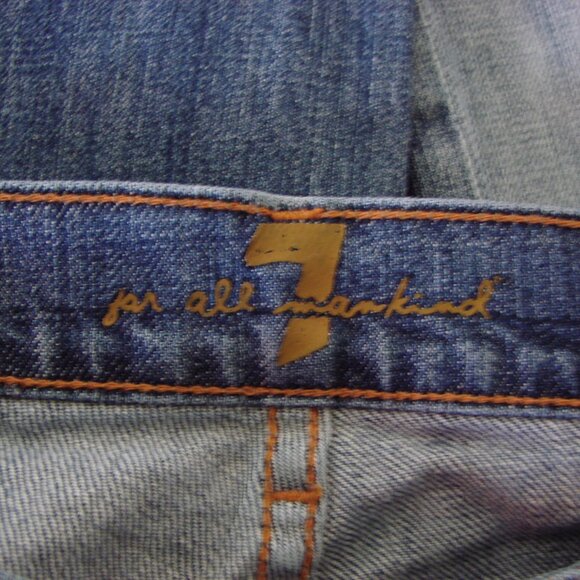 7 For All Mankind Dojo Jeans Boho Wide Leg Flare Mid Rise Medium Wash Tall 30 - Picture 6 of 16